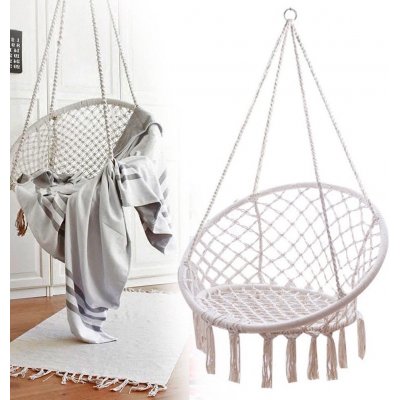 Hamaka Závěsné houpací křeslo Macramé bílá – Sleviste.cz