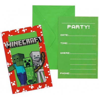 Minecraft pozvánky, 6ks - Procos – Zboží Dáma