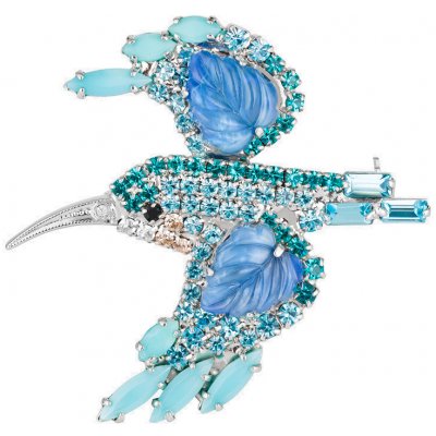 Preciosa Blyštivá brož Ledňáček Kingfisher Candy 2366 70 – Zboží Dáma