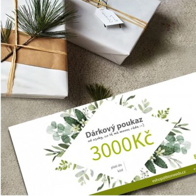 BIOneeds Dárkový poukaz v PDF (Zaslání elektronicky na email) Částka: 3000 kč – Zboží Dáma