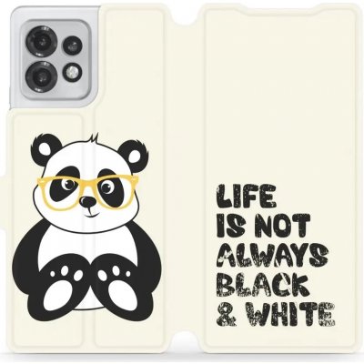 Pouzdro Mobiwear Flip Motorola Edge 40 Pro - M041S Panda - life is not