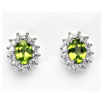 Čištín 428178524 Kate bílé zlato přírodní olivín čiré zirkony NŠ 1480 – Zboží Mobilmania