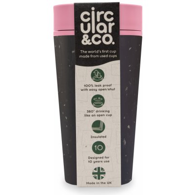 Circular & Co. recyklovaný kelímek na kávu 340 ml Barva: Černá/Růžová – Zboží Mobilmania