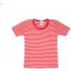 Kojenecké tričko a košilka Dětské triko s krátkým rukávem z merino vlny a hedvábí červený proužek Cosilana