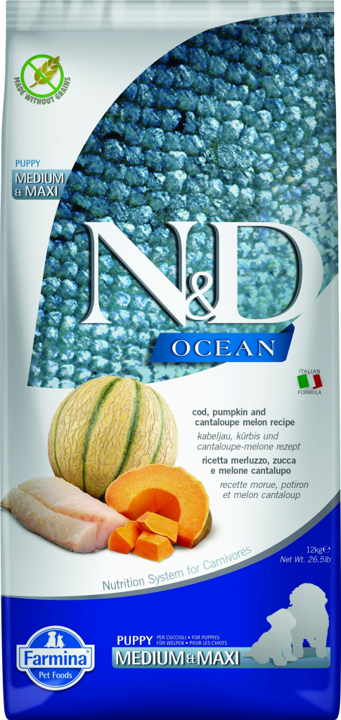 N&D Ocean Puppy Medium & Maxi Codfish & Pumpkin & Melon 12 kg