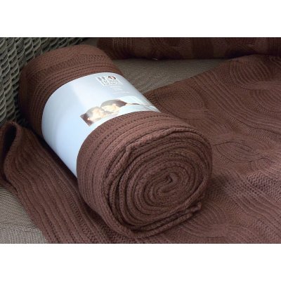 H&D HOME DESIGN přehoz na postel pletený pes hnědý 150 x 120 cm – Zboží Mobilmania