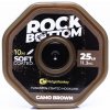 Rybářské lanko RidgeMonkey šňůra RM-Tec Rock Bottom Tungsten Coated Soft 25 lbs 10m Camo Brown