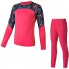 Sensor Merino Impress Set dětský triko dl.rukáv + spodky magenta/floral