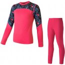 Sensor Merino Impress Set dětský triko dl.rukáv + spodky magenta/floral