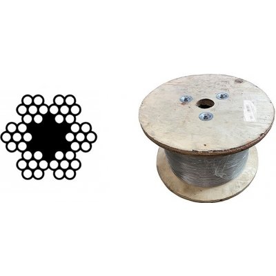 Lano ocelové 6x7M-FC, 3mm, Zn, cívka 2000m – Zboží Mobilmania