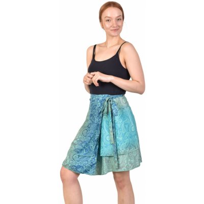 Sanu Babu krátká zavinovací sukně s ombré přechodem a paisley potiskem FREE modrá