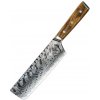 Kuchyňský nůž UG Grill Nůž Nakiri 18 cm Damašková ocel 45 olivové dřevo