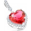 Přívěsky Šperky Eshop Přívěsek stříbro 925 velké červené srdce se zirkonovým čirým lemováním V01.28