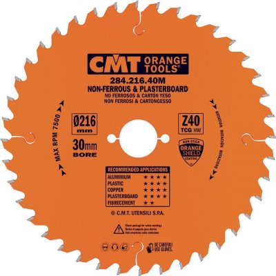 CMT Orange Tools Pilový kotouč na neželezné kovy a plasty D216x2,6 d30 Z40 HW - 284.216.40M – Zboží Mobilmania