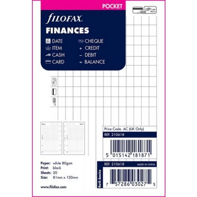 Filofax Finance náplň kapesních diářů formát A7 20 listů – Zboží Mobilmania