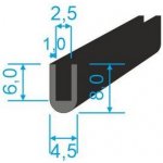 00535008 Pryžový profil tvaru "U", 8x4,5/2,5mm, 70°Sh, EPDM, -40°C/+100°C, černý – Zbozi.Blesk.cz