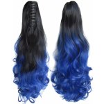 Girlshow Culík, cop na skřipci - vlnitý 55 cm OMBRE - odstín Black T Blue – Hledejceny.cz