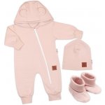 Baby Nellys Rostoucí teplákový overal pro miminko čepice botky 3D Nature růžová – Zboží Dáma