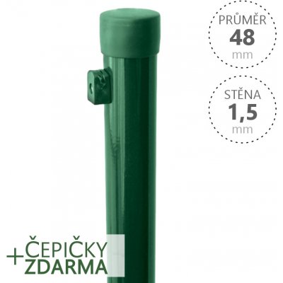 Sloupek Ideal Zn+PVC 48x1,5xrůzné délky, př. nap. drátu, zelený Délka v mm:: 2400 mm – Hledejceny.cz