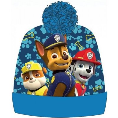 EplusM Chlapecká zimní čepice s bambulí Tlapková patrola Paw Patrol modrá