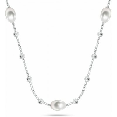 Brilio Silver Půvabný stříbrný náhrdelník s pravými perlami NCL215W – Zboží Mobilmania