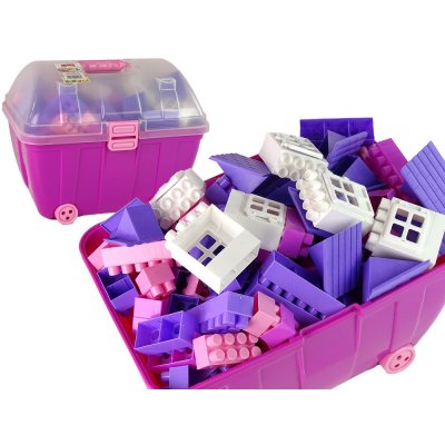 Lean Toys Barevné kostky v boxu na kolečkách - růžové – Zboží Mobilmania