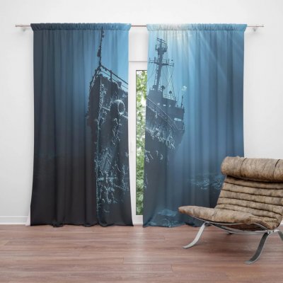 Sablio Závěs Vrak lodi na dně moře: 2ks 140x250cm – Hledejceny.cz