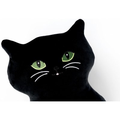 Sleep-well polštář plyšák kočka mikrospandex černá zelené oči 30cm – Sleviste.cz