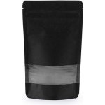 Doypack ZIP | černý kraft papír s okénkem obsah 250ml (110 × 185 + 65mm) – Sleviste.cz