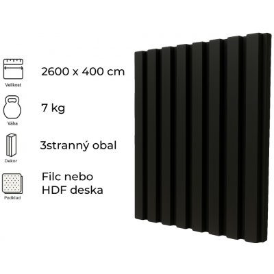 Windu Akustický panel dekor Černá 2600 x 400 mm 1,04m² – Zboží Mobilmania