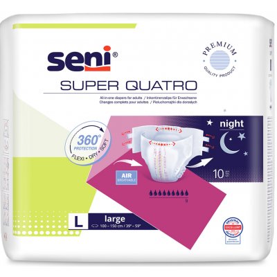 Seni Super Quatro absorpční plenkové kalhotky s lepítky L, 10 ks – Sleviste.cz