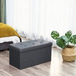 SONGMICS Úložný sedací box čalouněný skládací 76x38 cm tmavě šedý – Zboží Dáma