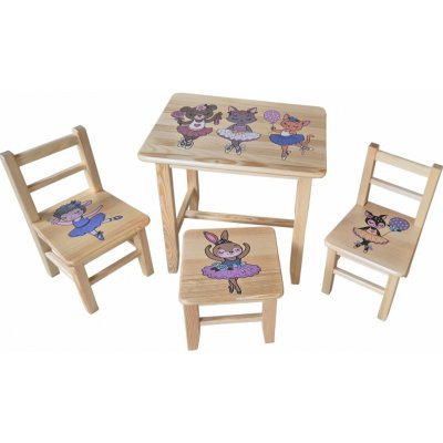 Drew-mix Dětský stůl ze dřeva se židličkami Kočičí baletky Vzor 39 – Hledejceny.cz