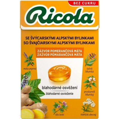 RICOLA Zázvor pomerančová máta bez cukru 40 g – Zboží Dáma