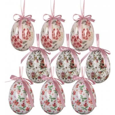Clayre & Eef 9ks dekorace bílé závěsné vajíčko s květy Spring Egg - Ø 5*8 cm – Hledejceny.cz