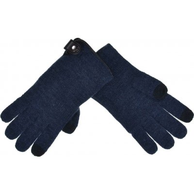 Fiebig Headwear since 1903 Pletené modré dámské rukavice Seeberger s funkcí Touchscreen a ozdobným knoflíkem – Zboží Mobilmania