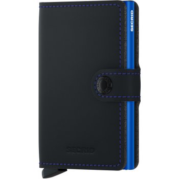 Secrid Kožené pouzdro na karty Miniwallet Matte Black & Blue černé s modrým prošíváním