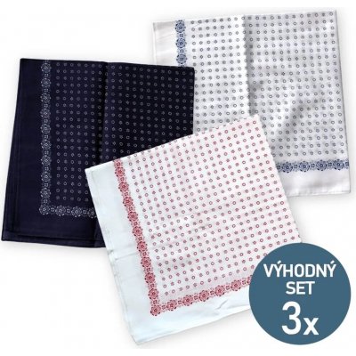 Knitva bavlněné šátky bílá modré květy + bílá červené květy + modrá bílé květy 3 ks – Sleviste.cz