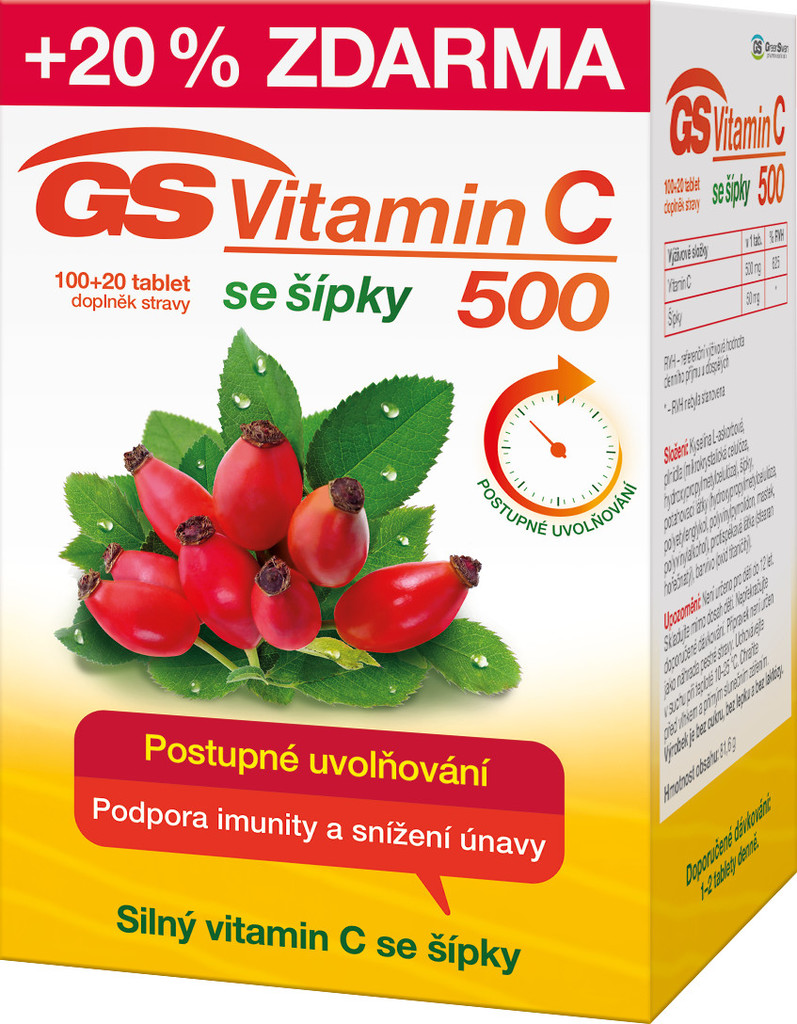 GS Vitamin C500 + šípky 120 tablet od 114 Kč - Heureka.cz