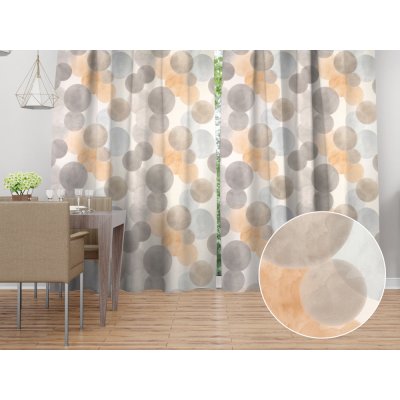 Biante Sametový závěs Tamara TMR-047 Šedo-béžová kola na smetanovém 145x190 cm – Hledejceny.cz