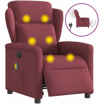 vidaXL Elektrické masážní polohovací křeslo vínové textil 3303127 – Zboží Dáma