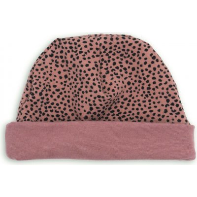Dětská rostoucí čepice z úpletu růžový leopard s růžovým patentem – Sleviste.cz