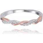 Minet JMAN0509RR Rose gold stříbrný prsten s bílými zirkony – Zboží Mobilmania