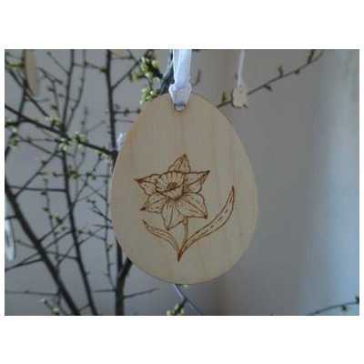 Velikonoční Vajíčko dřevěné Květ gravírovaný 6 x 5 cm – Hledejceny.cz