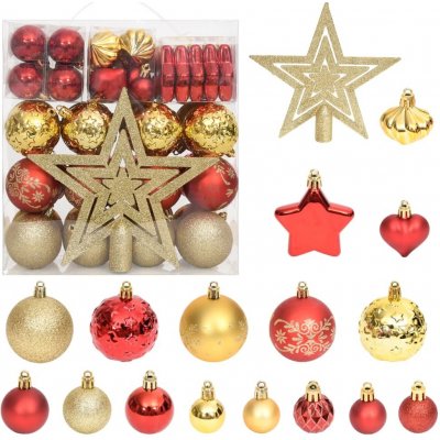 zahrada-XL 70dílná sada vánočních ozdob zlatá a červená – Zboží Dáma
