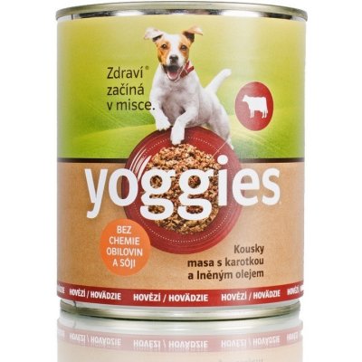 Yoggies hovězí konzerva pro psy s karotkou a lněným olejem 800g