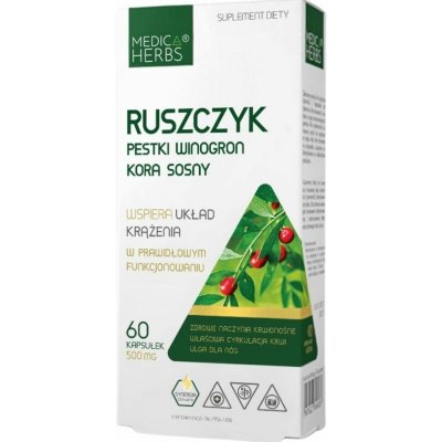 Medica Herbs Řeznické koště Hroznové semínko Borová kůra 60 kapslí – Hledejceny.cz