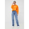 Dámská mikina Calvin Klein Jeans mikina dámská oranžová s kapucí s aplikací
