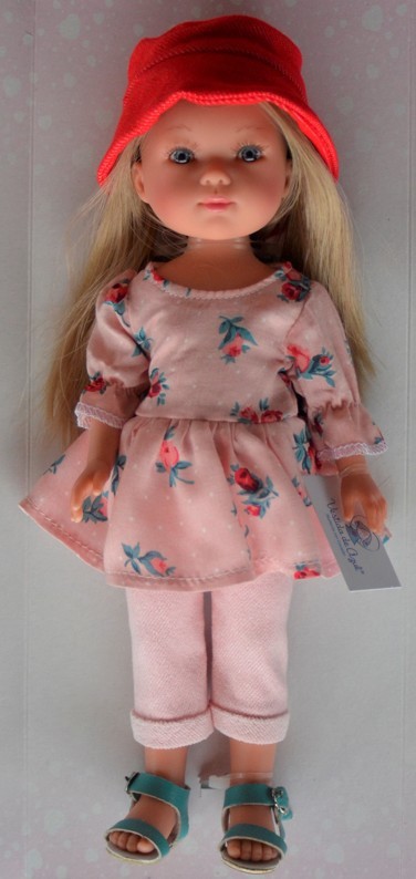 Vestida de Azul holčička Carlota v růžových šatech s kvítky Carlota 28 cm