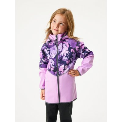 Dětská softshellová bunda s fleecem Slim Lila Kytky – Sleviste.cz
